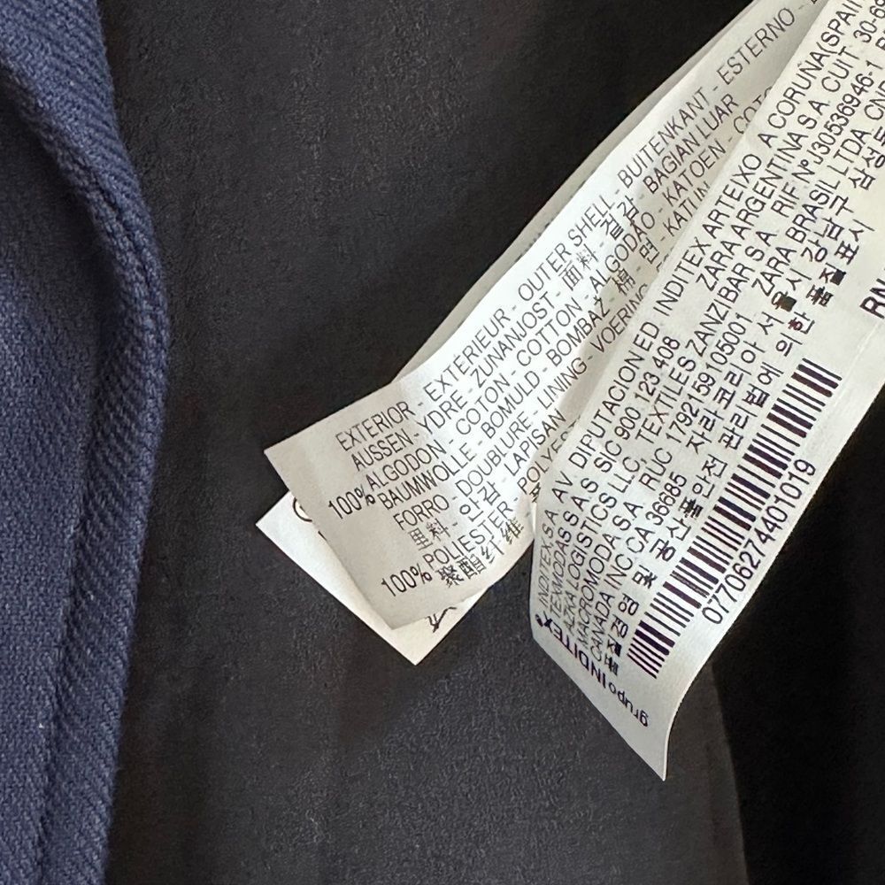 Zara Basic Navy Double Breasted Jacket Peacoat Si… - image 6